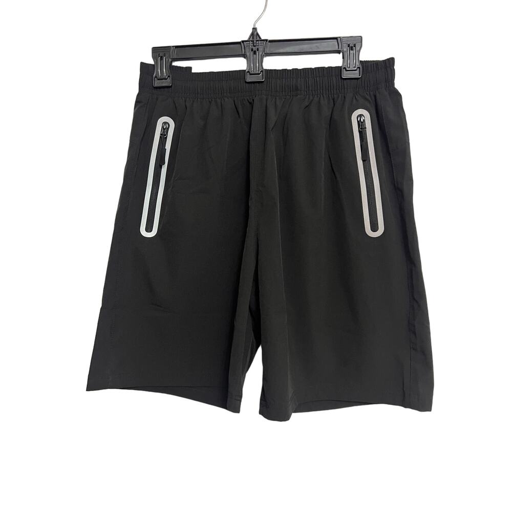 Mens Shorts Size 32 Zipper Pockets Black Quick Dry Elastic Band Magcomsen